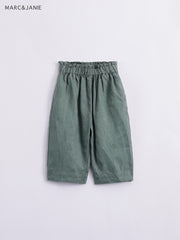 Girls Summer Elastic Linen Pants Assorted Colors Kids Lace Waist