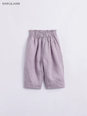 Girls Summer Elastic Linen Pants Assorted Colors Kids Lace Waist