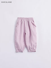Girls Summer Linen Pants Kids Lace Tunic Casual Pants
