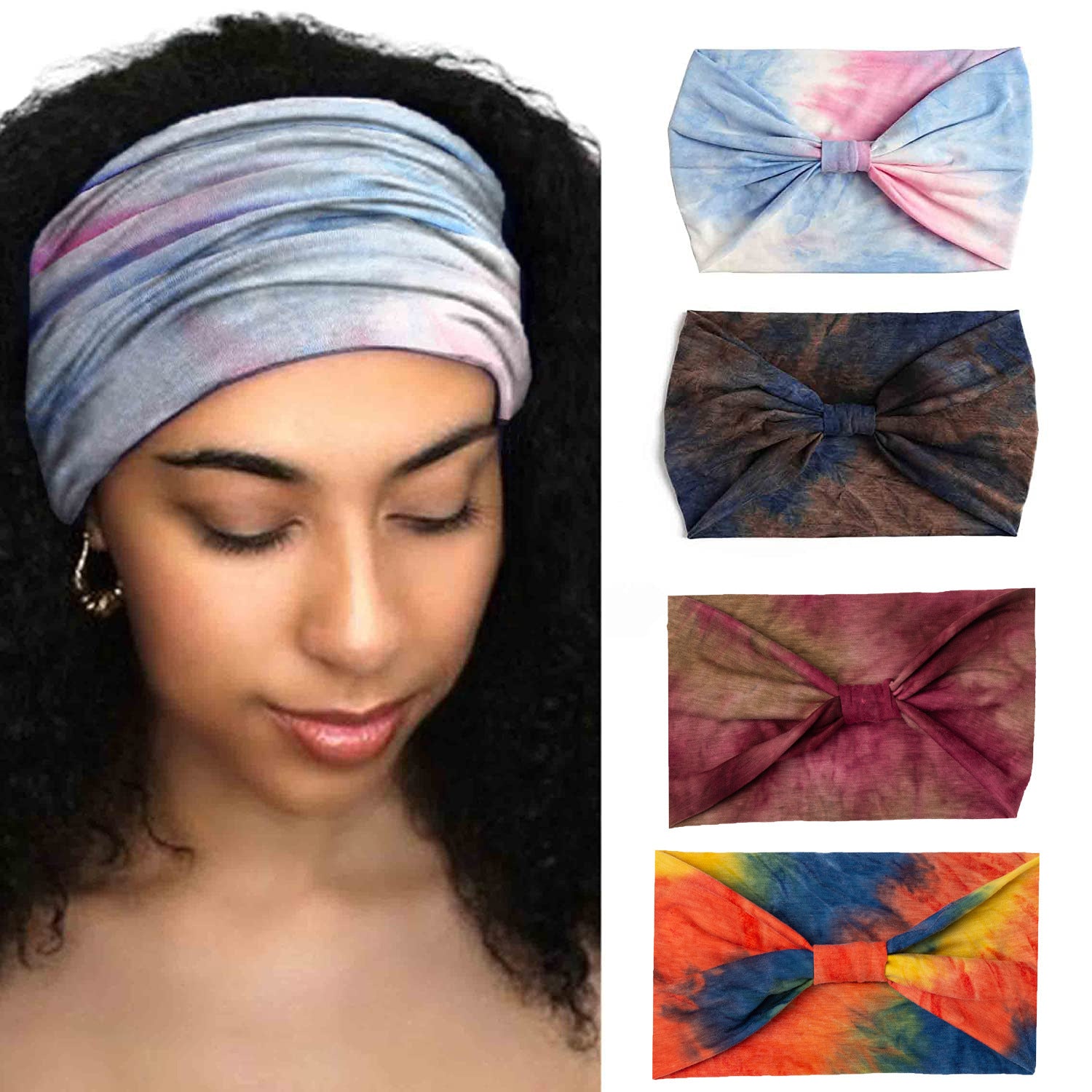 Tie Dye Sports Headband Yoga Wide Elastic Sweatband Women Hair Accessory