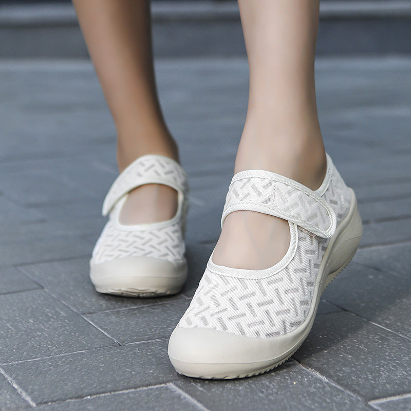 Women's Wedge Sports Shoes Casual Hook & Loop Non Slip Shoes Comfy Low Top Shoes