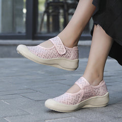 Women's Wedge Sports Shoes Casual Hook & Loop Non Slip Shoes Comfy Low Top Shoes