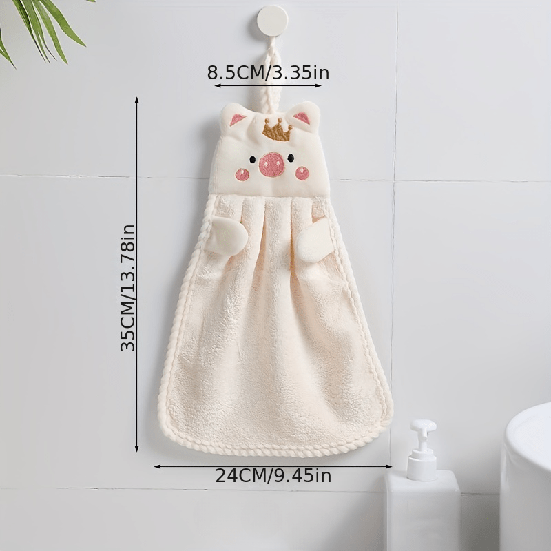 Cartoon Animal Shape Hanging Towel Coral Fleece Soft Towel