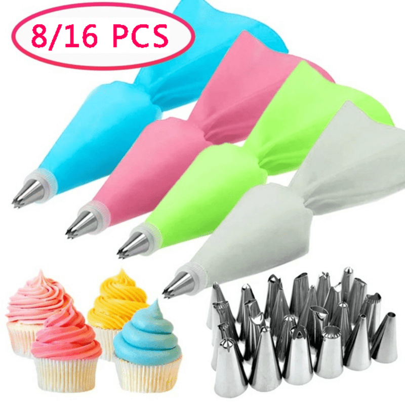 Silicone Pastry Bag with Stainless Steel Tips Set