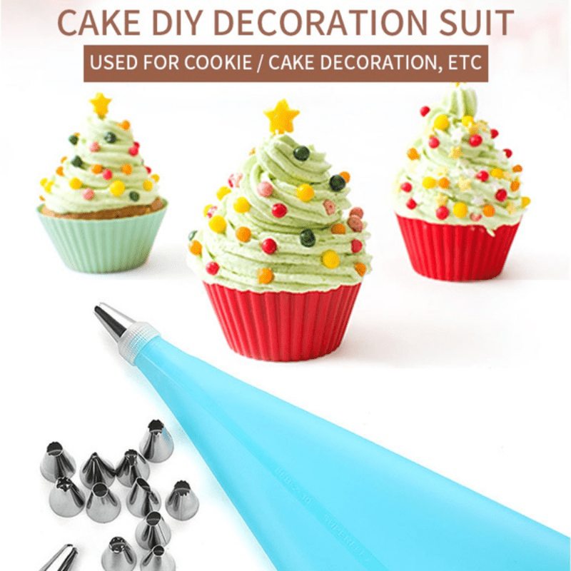 Silicone Pastry Bag with Stainless Steel Tips Set