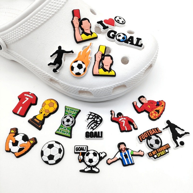 16pcs Football No 10 No 7 Crocs PVC Decoration Buckle Shoes Accessories