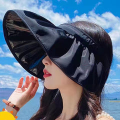 Solid Shell Visor Hat Foldable Headband Wide Brim Sunscreen Travel Beach Hats