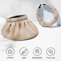 Solid Shell Visor Hat Foldable Headband Wide Brim Sunscreen Travel Beach Hats