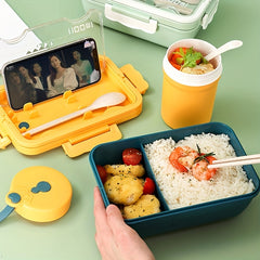 Portable 2 Layer Lunch Box with Spoon & Chopsticks