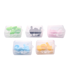 Waterproof Swimming Earplugs & Nose Clip Set with Case Soft Silicone