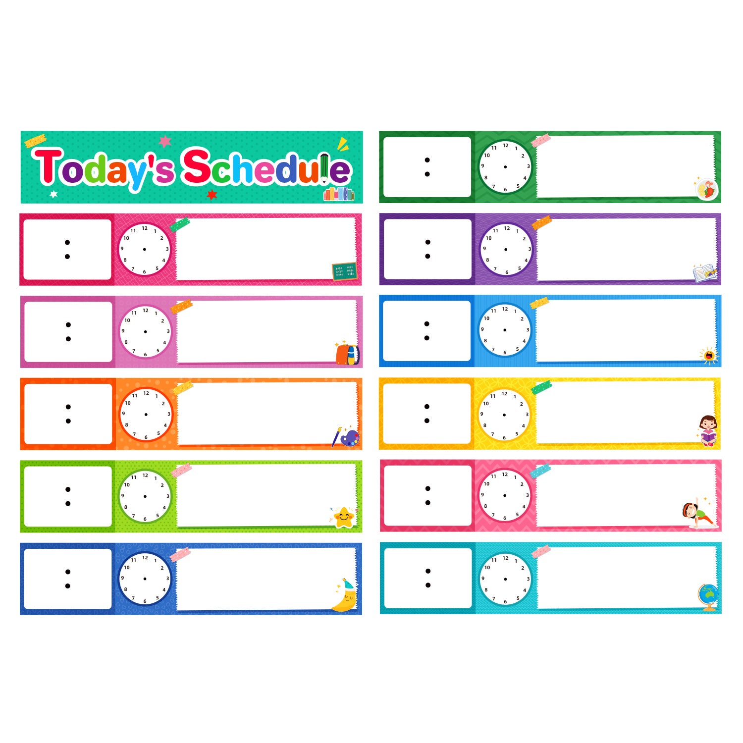 12-Piece Visual Schedule Pocket Chart Add-Ons for Toddlers & Classroom