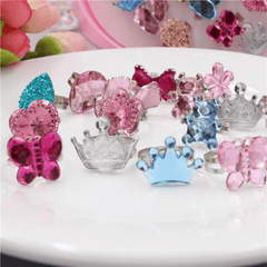 Kids Resin Rhinestone Rings Hand Jewelry Gift for Girls