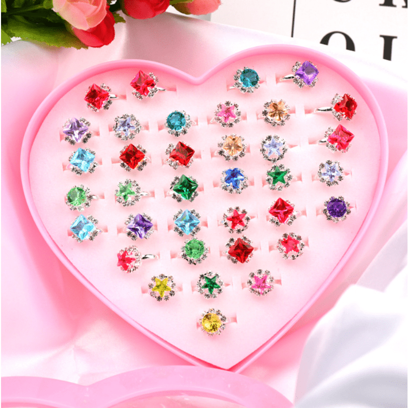 Kids Resin Rhinestone Rings Hand Jewelry Gift for Girls