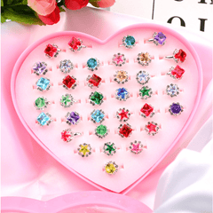 Kids Resin Rhinestone Rings Hand Jewelry Gift for Girls