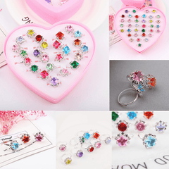 Kids Resin Rhinestone Rings Hand Jewelry Gift for Girls