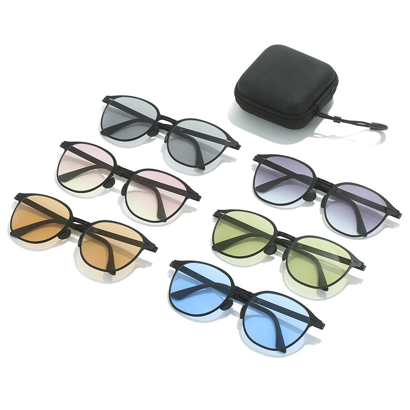 BY005 Men's Foldable Driving Sunglasses Metal Frame UV400 Polarized Eyewear