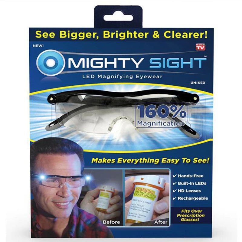 Lighted Magnifying Reading Glasses Power Zoom Unisex Night Vision Eyeglass