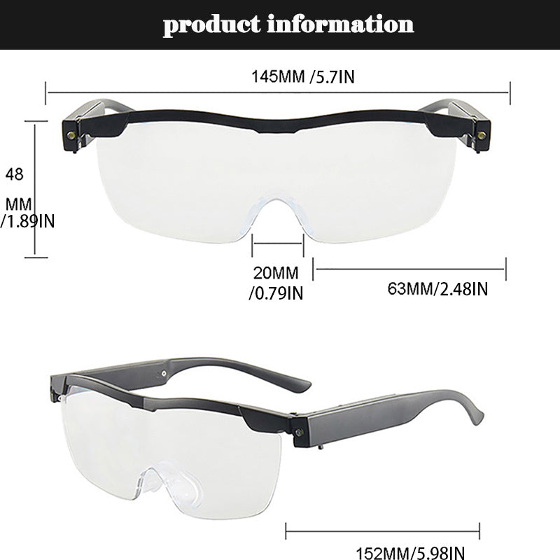Lighted Magnifying Reading Glasses Power Zoom Unisex Night Vision Eyeglass