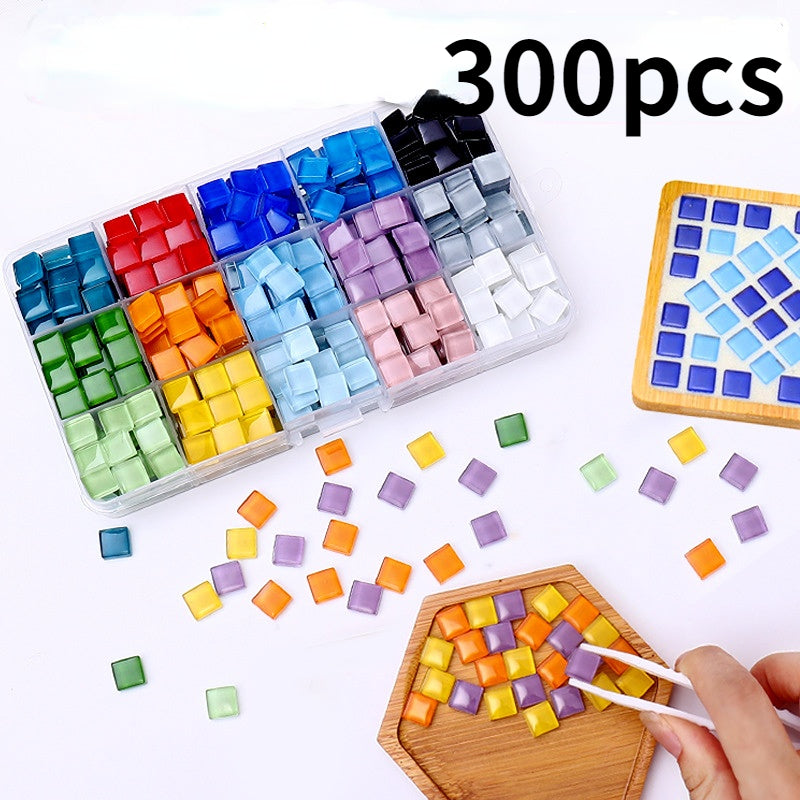 300pcs 1cmx1cm Mosaic Glass Tile Squares for Crafts & Decoration