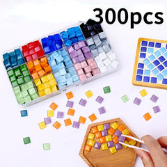 300pcs 1cmx1cm Mosaic Glass Tile Squares for Crafts & Decoration