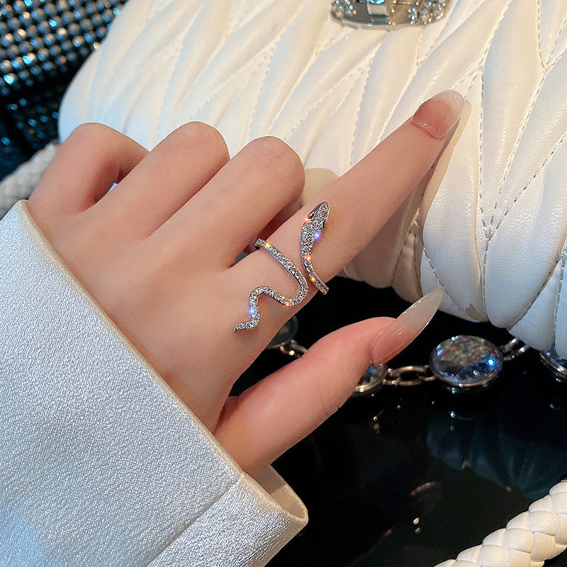 Gothic Rhinestones Snake Ring for Holiday Party Girls