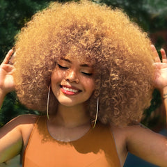 25cm Afro Kinky Curly Wigs - Natural Looking Full Puff Wigs for Party Cosplay