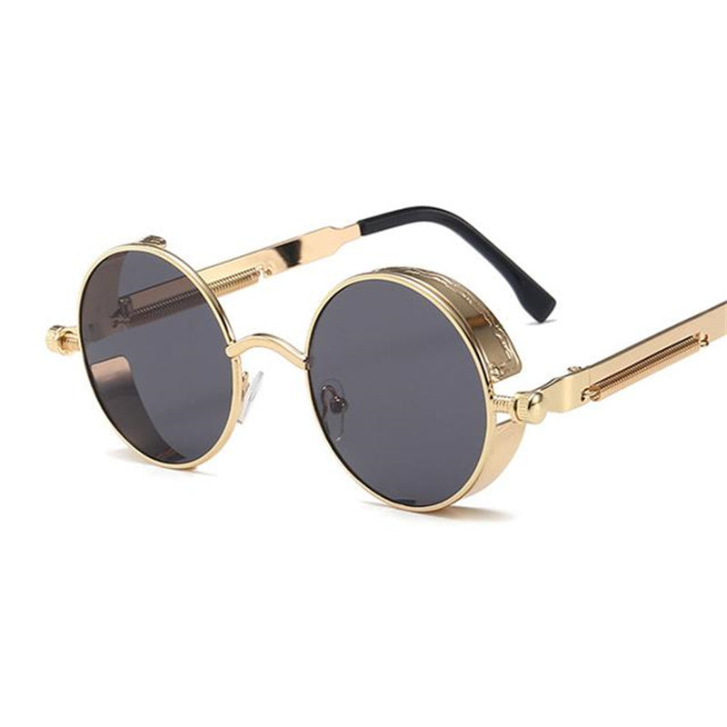 Men Gothic Steampunk Sunglasses Vintage Round Metal Frame UV400