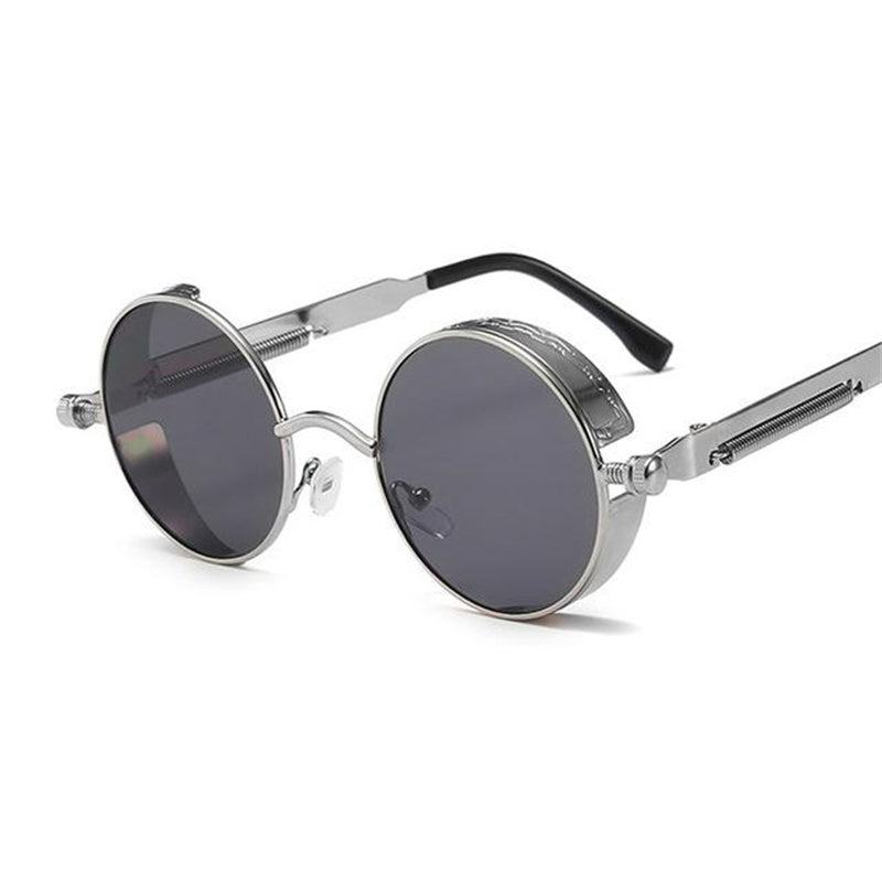 Men Gothic Steampunk Sunglasses Vintage Round Metal Frame UV400
