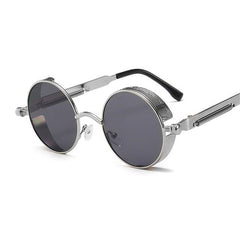 Men Gothic Steampunk Sunglasses Vintage Round Metal Frame UV400