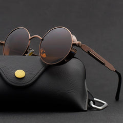 Men Gothic Steampunk Sunglasses Vintage Round Metal Frame UV400