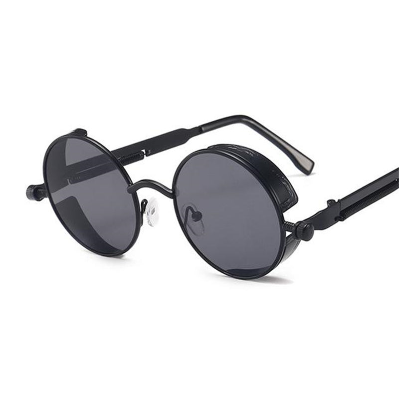 Men Gothic Steampunk Sunglasses Vintage Round Metal Frame UV400