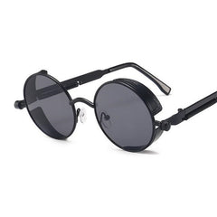 Men Gothic Steampunk Sunglasses Vintage Round Metal Frame UV400
