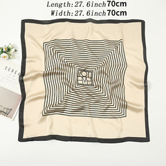 Stripe Print Satin Bandana Silk Square Scarf Head Wrap Casual Neckerchief