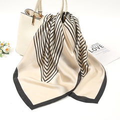 Stripe Print Satin Bandana Silk Square Scarf Head Wrap Casual Neckerchief