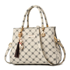 Flower Print Crossbody Bag Tassel Decor Satchel Purse Mother's Gift