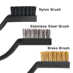 15pcs Wire Brush Set Stainless Steel Brass Nylon Curved Handle