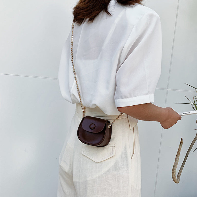Stylish Mini Flap Chain Saddle Bag for Makeup Lipsticks and Toiletries