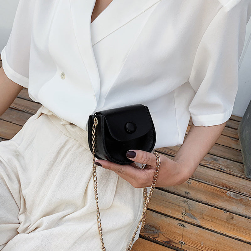 Stylish Mini Flap Chain Saddle Bag for Makeup Lipsticks and Toiletries