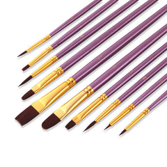 10Pcs Art Brushes Set Painting Watercolor Brushes School Stationery Painting Sup