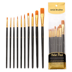 10Pcs Art Brushes Set Painting Watercolor Brushes School Stationery Painting Sup
