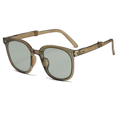 Square Frame Foldable Sunglasses Portable Rivet Decor Casual Outdoor Shades
