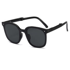 Square Frame Foldable Sunglasses Portable Rivet Decor Casual Outdoor Shades