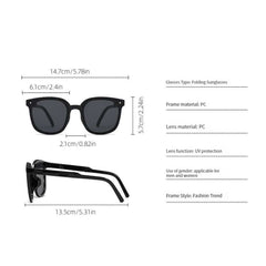 Square Frame Foldable Sunglasses Portable Rivet Decor Casual Outdoor Shades
