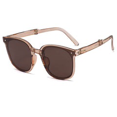 Square Frame Foldable Sunglasses Portable Rivet Decor Casual Outdoor Shades
