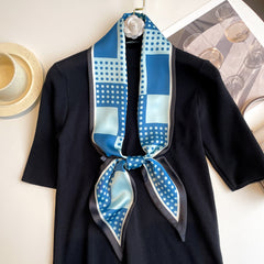 Vintage Print Skinny Scarf Neck Tie Silk Twilly Scarf