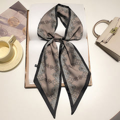 Vintage Print Skinny Scarf Neck Tie Silk Twilly Scarf