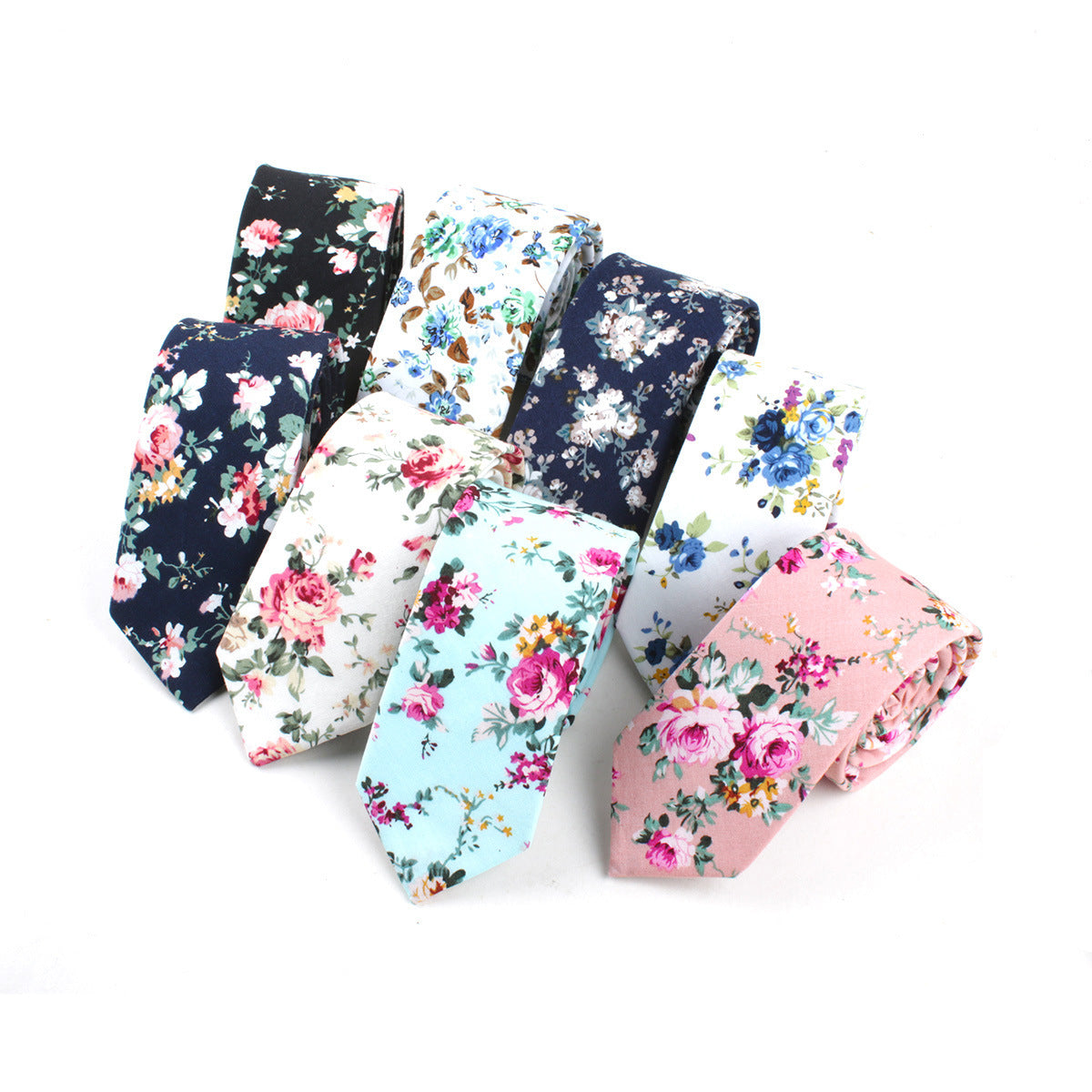 Men's Wedding Cotton Floral Necktie Groomsman Tie Gravatas