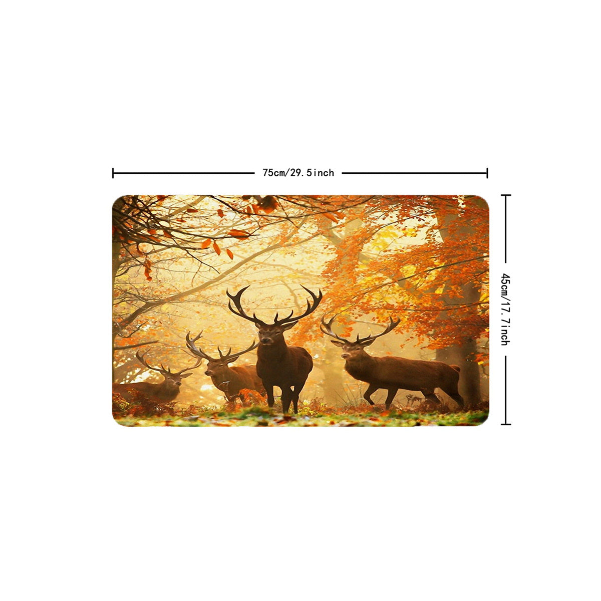 Autumn Forest Scenery Shower Curtain Set with Deer Wildlife Design