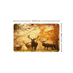 Autumn Forest Scenery Shower Curtain Set with Deer Wildlife Design