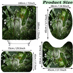 Tropical Botanical Shower Curtain Set with Bath Mat